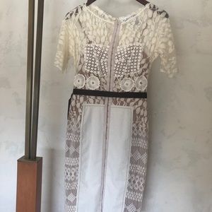 Beguile  by Bryon Lars Carissima lace Pencil Dress Ivory Size 2P